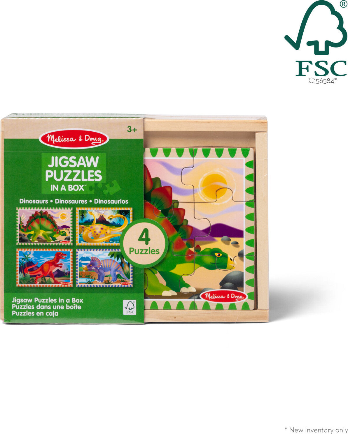 4 Dinosaur Puzzles in a Box