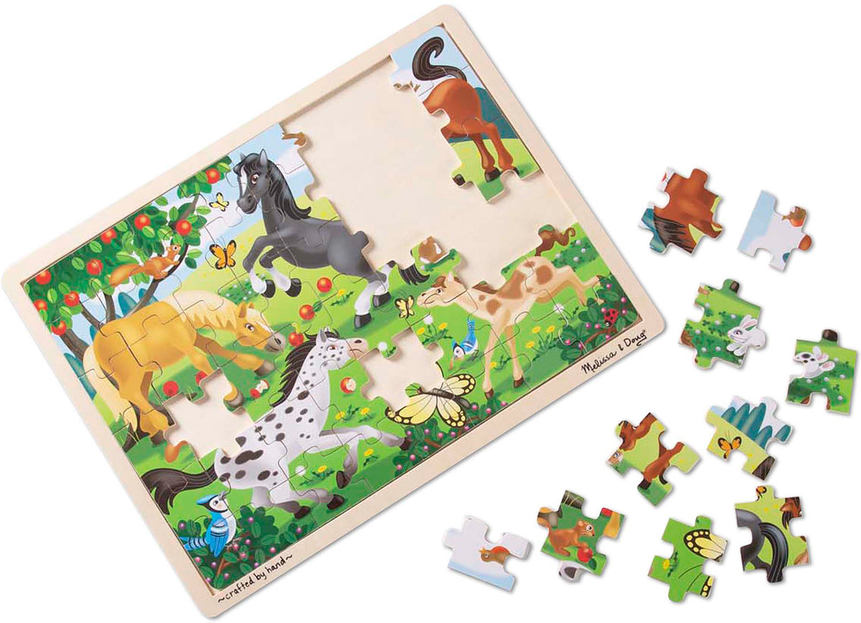 Frolicking Horses Wooden Puzzle 48 pc
