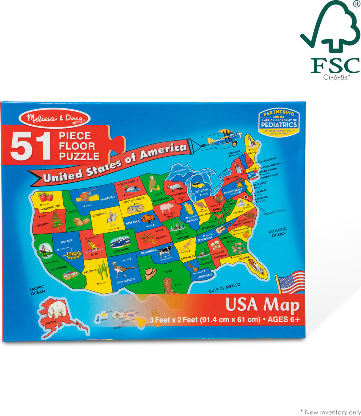 USA Map Floor Puzzle 51pc