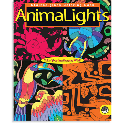 Animal Lights stained glass coloring books