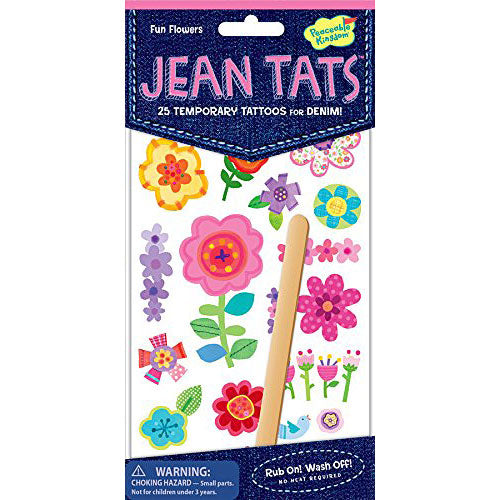 Peaceable Kingdom Jean Tats Fun Flowers Temporary Tattoos for Fabric