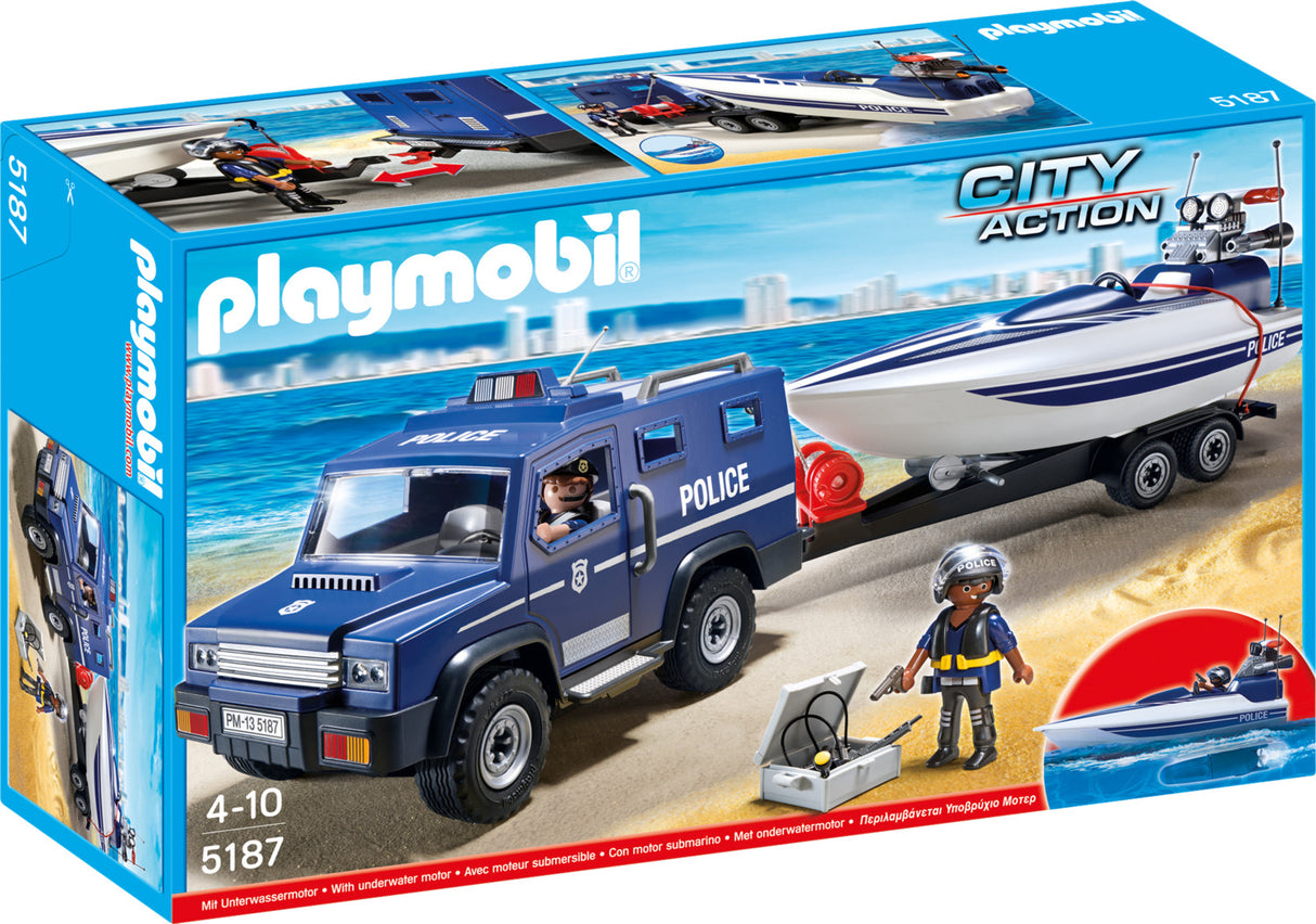 Playmobil Police Truck With Speedboat