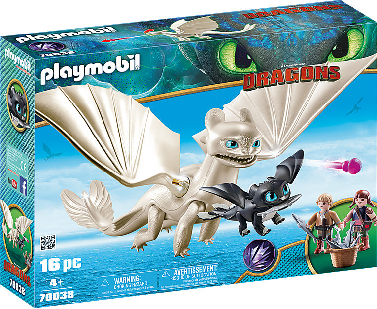 Light Fury and Baby Dragon with Kids