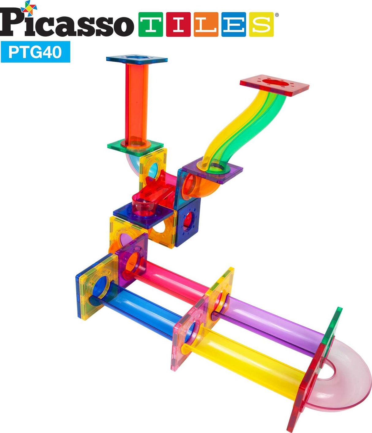 PicassoTiles 40pc Marble Run Building Blocks PTG40