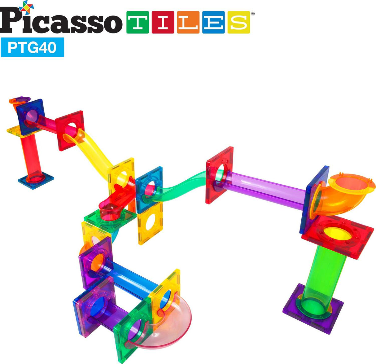 PicassoTiles 40pc Marble Run Building Blocks PTG40
