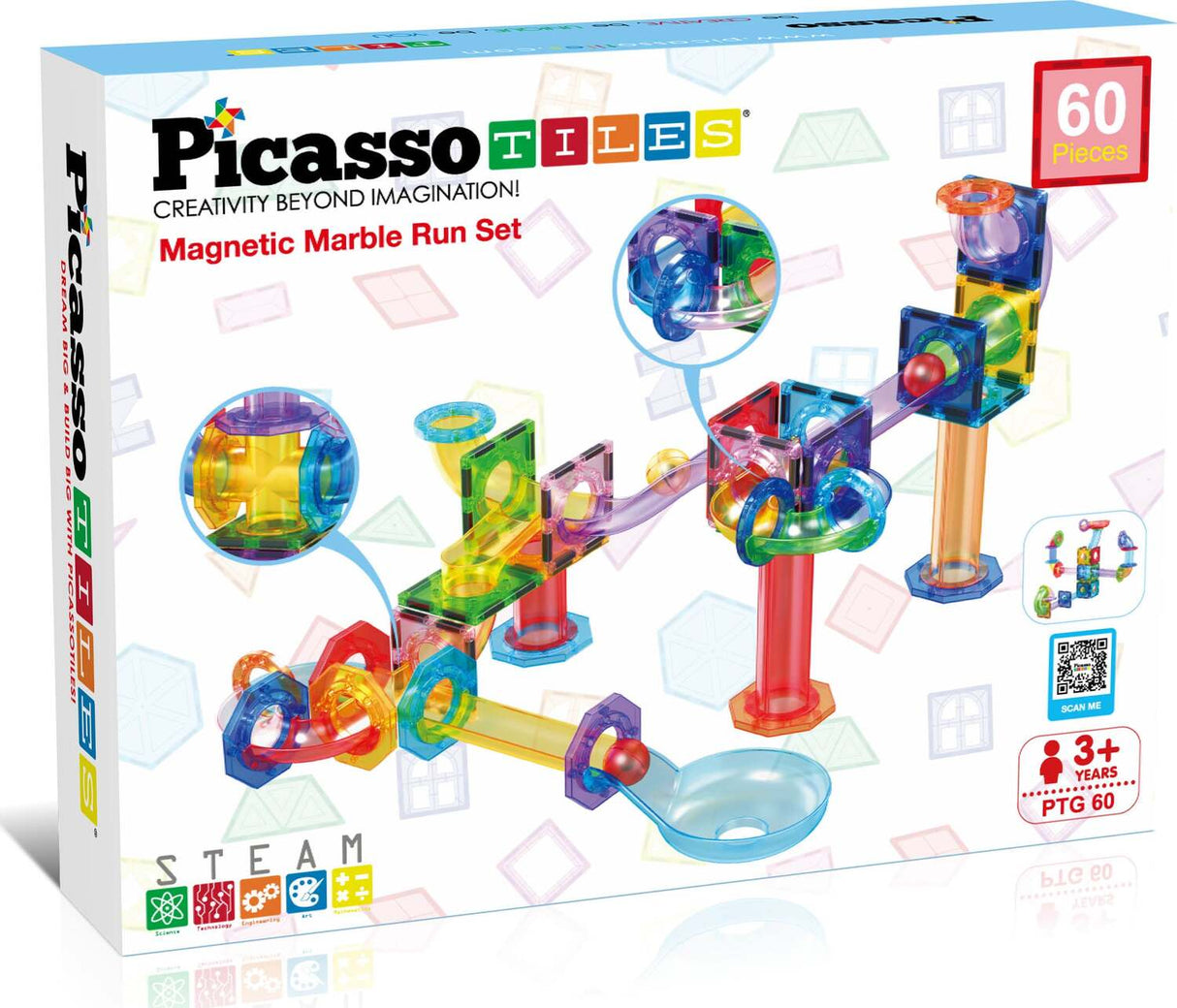 PicassoTiles 60pc Marble Run