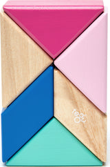 Tegu Pocket Pouch Prism Magnetic Wooden Block Set, BLOSSOM - 6 Piece
