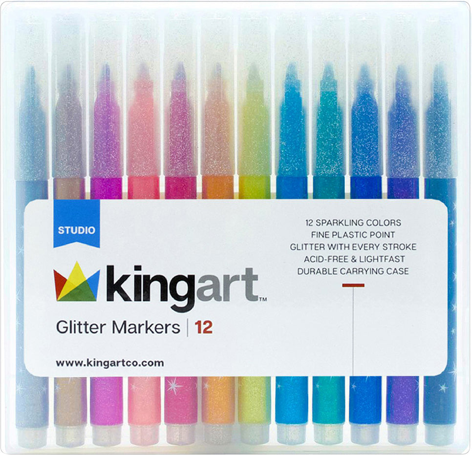 KINGART™ Glitter Markers, Set of 12