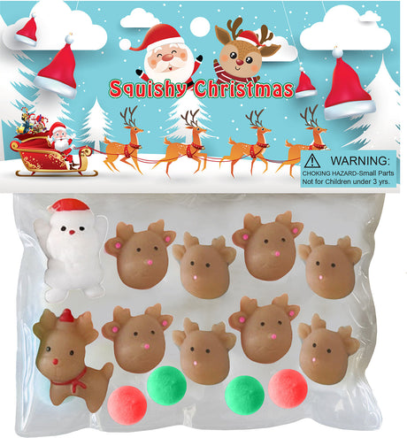 Taba-Zaba Squishy Christmas Santa with Reindeer 10 pc