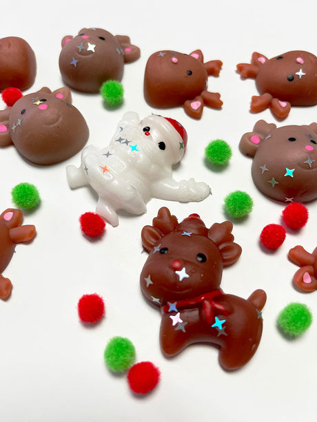 Taba-Zaba Squishy Christmas Santa with Reindeer 10 pc