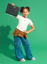 Kids Deluxe Tool Set with Leather Tool Belt & Safety Goggles