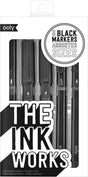 The Ink Works 5 Black Markers Assorted Sizes