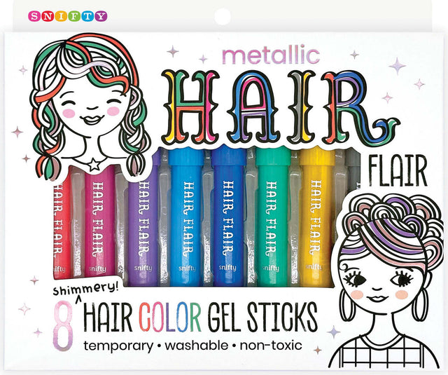 Metallic Hair Flair 8 Hair Shimmery Color Gel Sticks