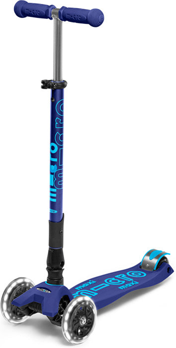 Micro Kickboard Maxi Deluxe Foldable LED - Navy Blue