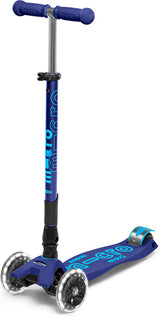 Micro Kickboard Maxi Deluxe Foldable LED - Navy Blue
