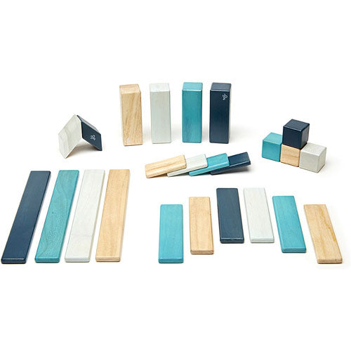 Tegu Magnetic Wooden Blocks Blues 24 pc set