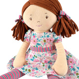 Katy - Dark Brown Hair With Pink & Sea Green Dress