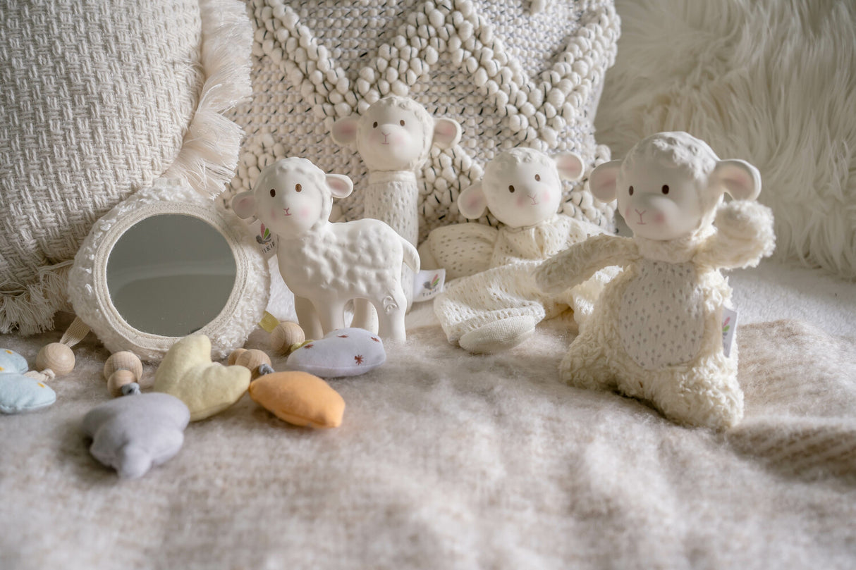 Bahbah The Lamb Baby Squeaker With Natural Organic Rubber Teether Head