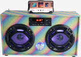 Bluetooth FM Radio W LED Speakers Rainbow Glitter Boombox