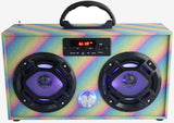 Bluetooth FM Radio W LED Speakers Rainbow Glitter Boombox