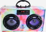 Bluetooth FM Radio W LED Speakers TYE DYE Boombox