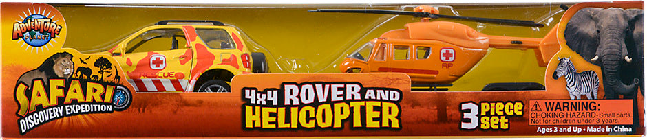 Safari Diecast 4 X 4 Rover And Helicopter