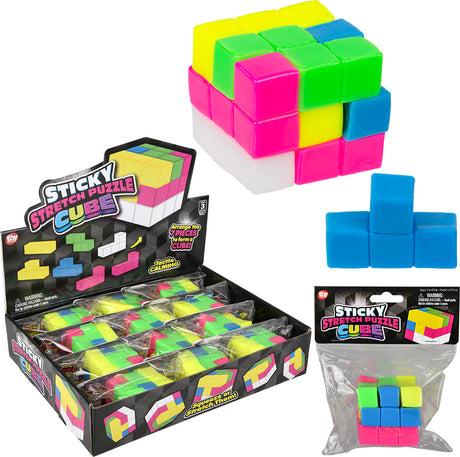 2.5" Sticky Stretch Puzzle Cube 12ct