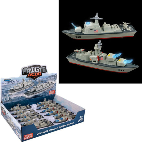 7.25" Diecast Pull Back Frigate with Light and Sound